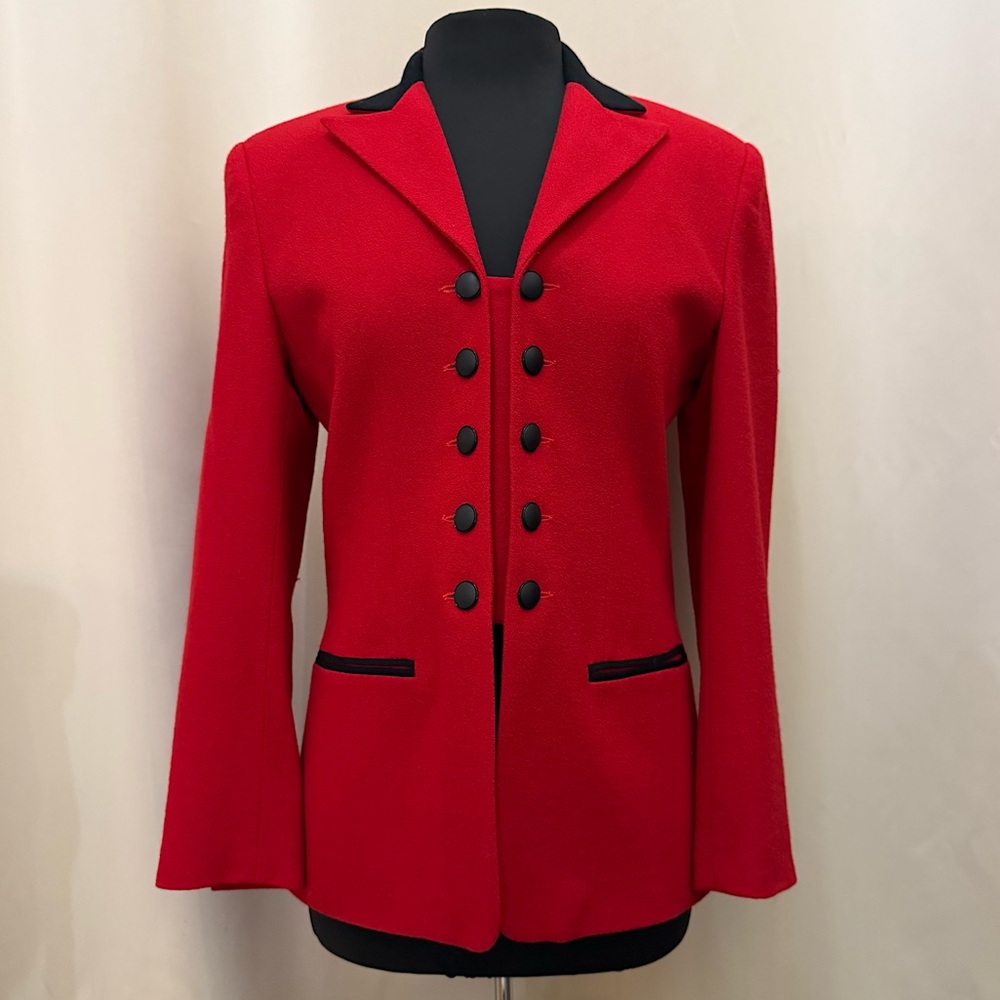 Jules Miller Vintage Red Wool Military Blazer Jacket USA Women’s 8 80s - Picture 3 of 12